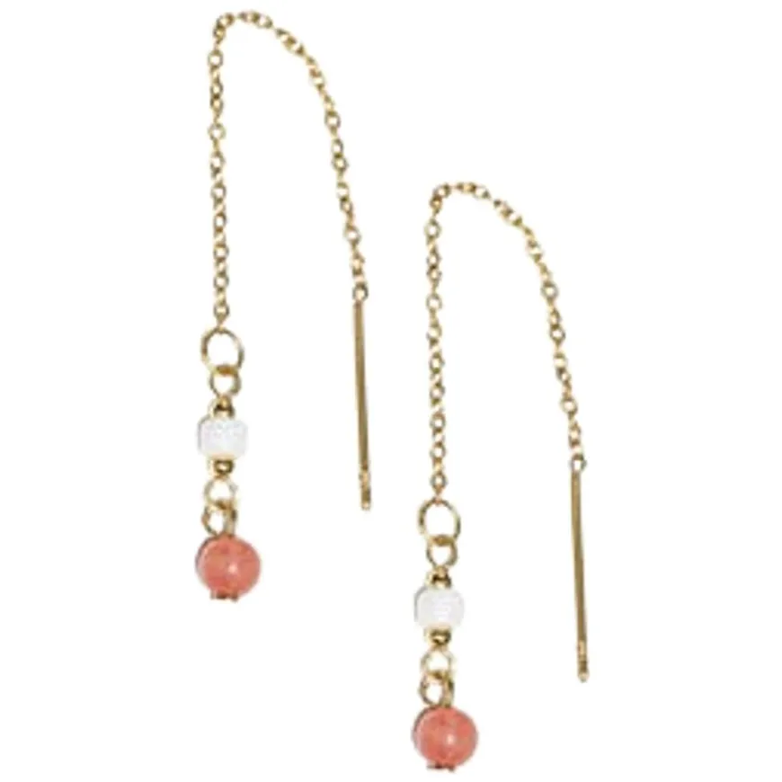 Ada Coral Bead Chainb Earrings