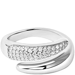 Adjustable Duo Zirconia Ring Silver