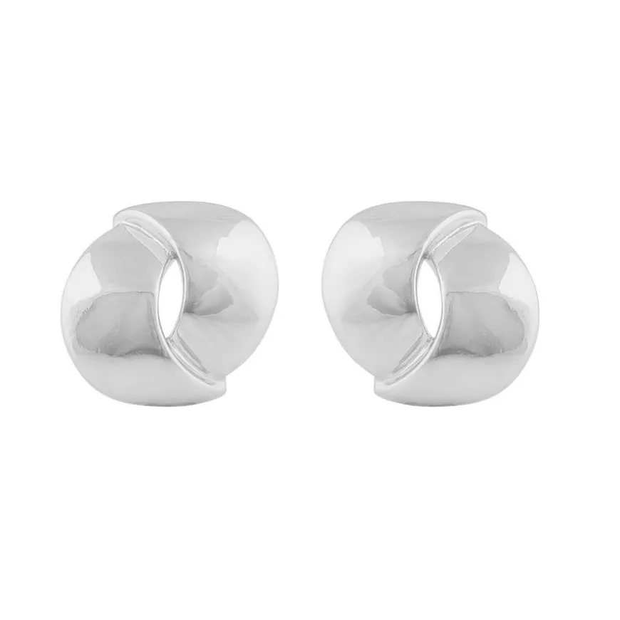Aero Big Round Earring Plain Silver