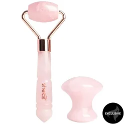 Ansiktsrulle og øyemassasje verktøy i rosenkvarts