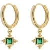 Arya Green Crystal Pendant Hoop Earrings