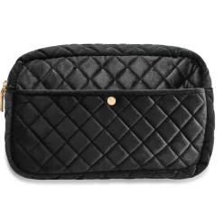 Beauty Bag Quilted Velvet Black Large