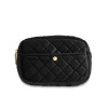 Beauty Bag Quilted Velvet Black Medium