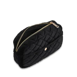 Beauty Bag Quilted Velvet Black Medium