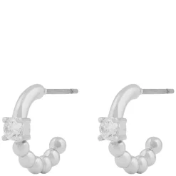 Billie Small Oval Earring Silver/Clear