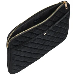 Black Quilted Velvet Laptop Sleeve