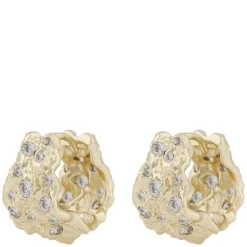 Brittany Stone Oval Hoop Earring Gold/Clear Onesize