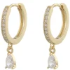 Camille Drop Ring Earring Gold/Clear 14,5mm