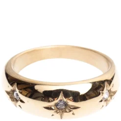 Chunky Star Ring With Crystals Gold Size 2