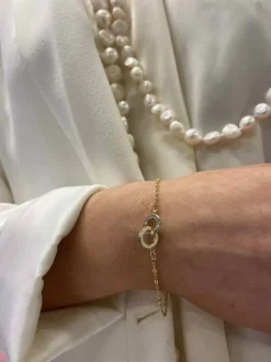 Connected Chain Bracelet Gold/Clear 16-17cm