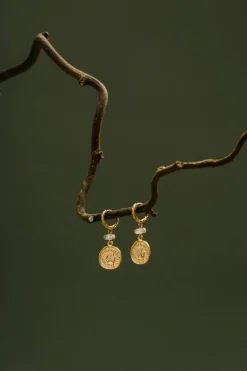 Crystal Coin Drop Micro Hoops