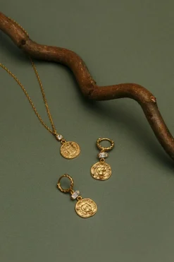 Crystal Coin Drop Micro Hoops