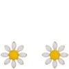 Daisy Flower Enamel Stud Earrings Gold