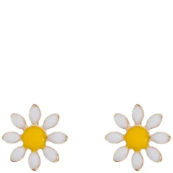 Daisy Flower Enamel Stud Earrings Gold