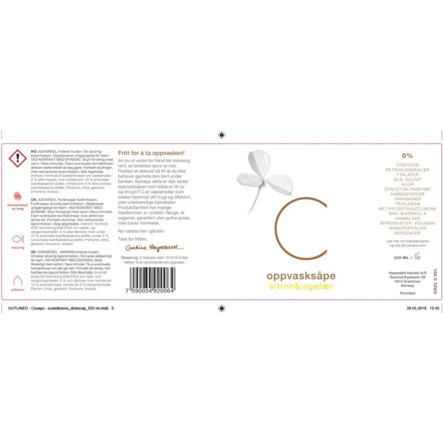 Dish Soap Lemon & Ginger 500ml