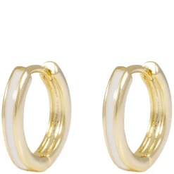 Domino Thin Hoop Earring Gold/White