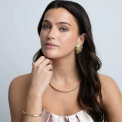 Domino Thin Oval Bracelet Gold Onesize