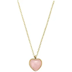 Dorotea Gemstone Heart Necklace Rose Quartz