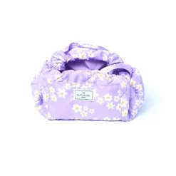 Drawstring Flat Lay Makeup Bag Lilac Daisy