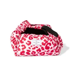 Drawstring Flat Lay Makeup Bag Pink Leopard Print