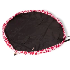 Drawstring Flat Lay Makeup Bag Pink Leopard Print