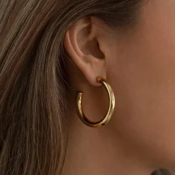 Elianna Large Statement Hoop Earrings Stainless Steel 30mm