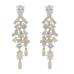 Ellie Big Pendant Earring Gold/Clear