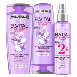 Elvital Hyaluron Plump Leave-in Spray 150ml + Shampoo 400ml + Conditioner 300ml