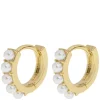 Essie Pearl Hoop Earrings Gold 9mm