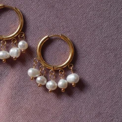 Estelle Pearl Hoop Earrings