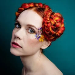 Face Flowers Purple and Greens