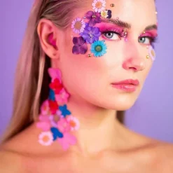 Face Flowers Purple and Greens