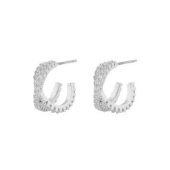 Fanny Double Oval Earring Silver/Clear