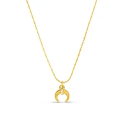 Fine Pave Crescent Charm Necklace