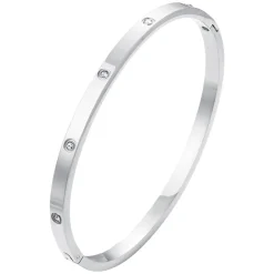 Fiona Crystal Bangle Bracelet Silver