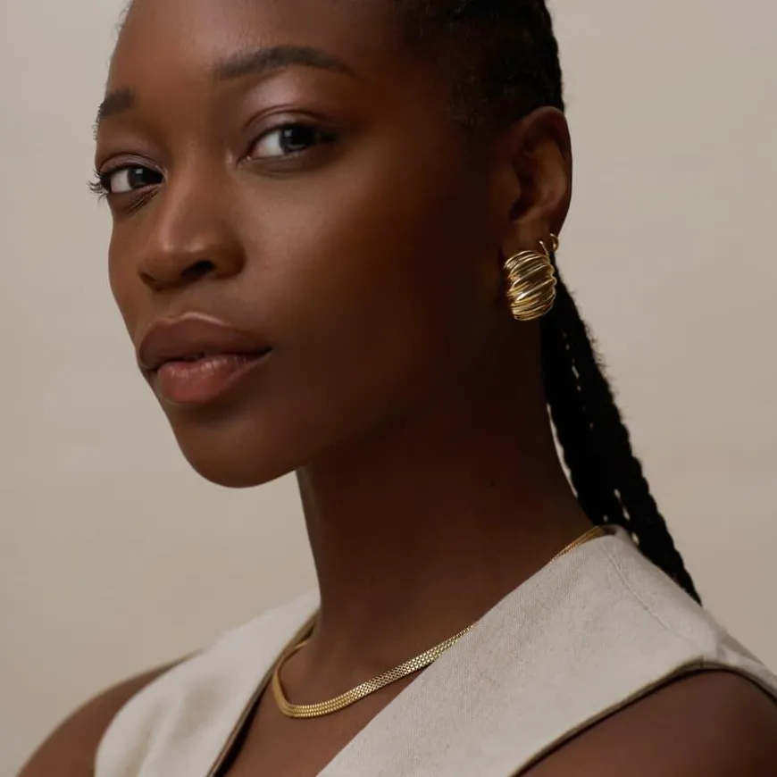 Flat Box Chain Necklace 16 Gold