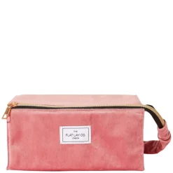 Flat Lay Makeup Box Bag Pink Velvet