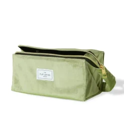 Flat Lay Makeup Box Bag Sage Green Velvet