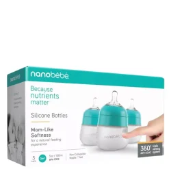 Flexy Silicone Baby Bottle Turquoise 3x150ml