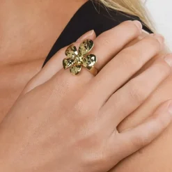 Flower Adjustable Ring Gold
