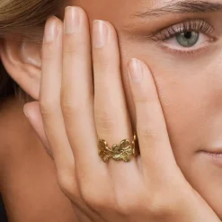 Flower Adjustable Ring Stainless Steel Gold