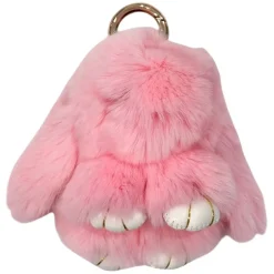 Fluffy Bunny Bag Charm Pale Rose