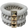 Fluffy Fat Hair Tie With Gold White Mix 4pcs