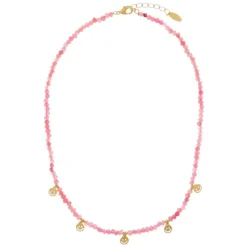 Fuchsia Bead & Smiley Charm Necklace