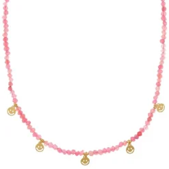 Fuchsia Bead & Smiley Charm Necklace