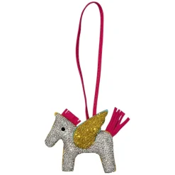 Full Bling Pony Bag Charm Silver With Yellow & Pink