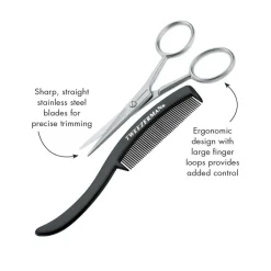 Gear Moustache Scissors And Comb
