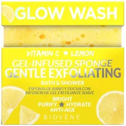 Glow Wash Gentle Exfoliating Vitamin C & Lemon Gel-Infused Sponge 75g