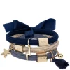 Hair Ties With Charms Combo Navy Blues With Gold