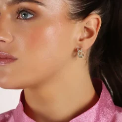 Honey Stone Oval Earring Gold/Clear Onesize